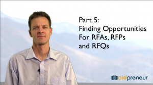 Part 5 of Finding Opportunities for RFAs, RFPs and RFQs
